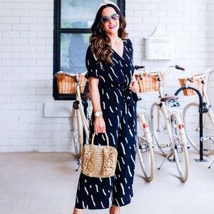 LOFT Black and White Jumpsuit